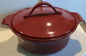 Anolon 051153510359 Paprika Red Vesta Casserole Cookware 2.5 Quart Stoneware Round Covered Pot