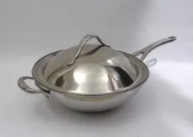 Anolon 051153777110 Nouvelle 12-1/2 Inch Copper Stainless Steel French Skillet Frying Pan Wok Lid