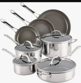 30901 Anolon Everlast Ceramic Nonstick Stainless Steel High Performance Cookware Set