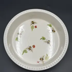 88828108 Anthropologie Lou Rota Mother Nature Pie Dish Bee Floral Holiday Baking