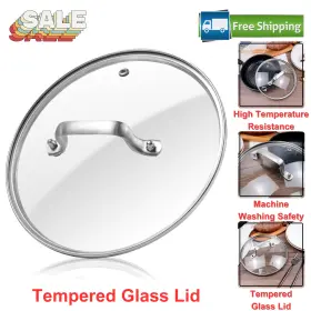 064376 Antrader 10ftft Tempered Glass Lid For Pots Pans And Skillets - Clear Cover With Vent Hole