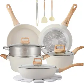 Anymark-16 Anymark 445006647676 16pcs Pots And Pans Set Non Stick Cookware Nonstick With Cooking White