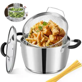 Aosion 679833312378 6 Quart Stainless Steel Stockpot With Deep Fryer Basket Stee