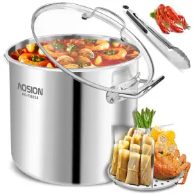 Ao-tb024 Aosion 24 Quart Stainless Steel Stock Pot With Lid 3-in-1 Heavy Duty Tamale Steamer