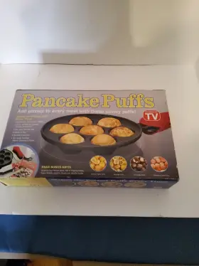 As Seen On Tv - Merchant Media 682676291441 Cast Iron 7 Pancake Puffs Pan Non-stick Open Box