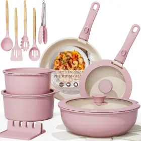 21204a-p Astercook 21 Pcs Pots And Pans Non Stick Ceramic Cookware Set Detachable Handle
