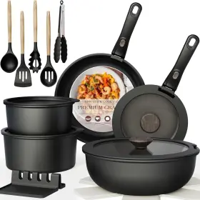 A60.cs21203a-b Astercook 21 Pcs Pots And Pans Set Non Stick Ceramic Cookware Detachable Ha