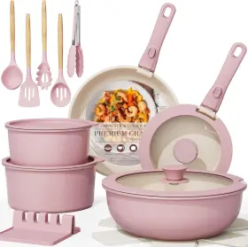 A60.cs21204a-p Astercook 21 Pcs Pots And Pans Set Non Stick Ceramic Cookware Detachable Ha