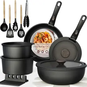 B0f2937dqq Astercook 21 Pcs Pots And Pans Set Non Stick Ceramic Cookware Detachable Handle