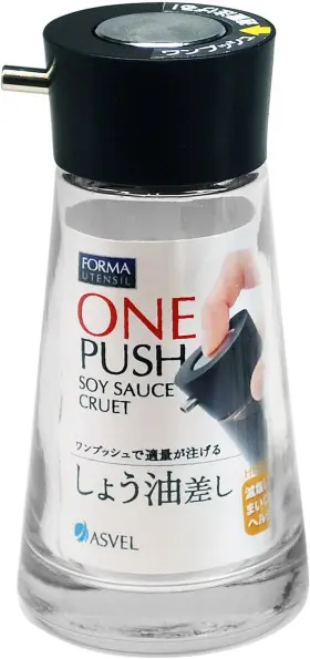 Asvel 313102399362 Dripless Glass Soy Sauce Dispenser Pot With Black Cap By