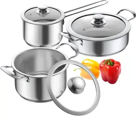 Cos6 Aufranc Stainless Steel Pots And Pans Set 6 Piece Nonstick Kitchen Induction Cookware S