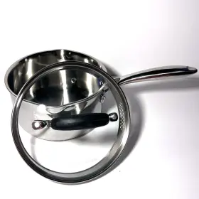 Avacraft 723888012506 Tri Ply Stainless Steel Saucepan With Glass Strainer Lid 2.5qt