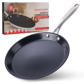 Avacraft 860011935902 10 Inch 9.4 Nonstick Ceramic Coating Stainless Steel Crepe Pan Tawa Dosa