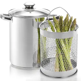 A-asparaguspot-ss-4l Avla Asparagus Pot 4 Quart Stainless Steel Steamer Cooker Vegetable