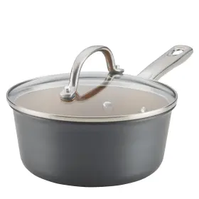 Ayesha 631899801395 Curry Home Collection Hard Anodized Nonstick Sauce Pan/saucepan With Lid 2 Quart