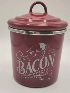 46948 Ayesha Curry Kitchenware Modern Tradition Bacon Grease Can Red Drippings Farmhouse