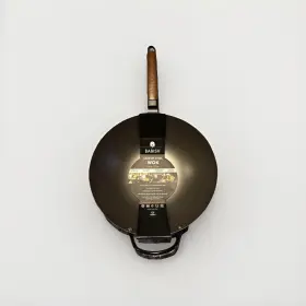 138741.01 Babish Carbon Steel Flat Bottom Wok And Stir Fry Pan 12.6 Inch New