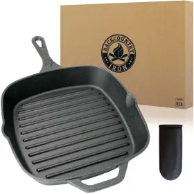 Backcountry Iron 691208277679 8 Inch Square Grill Pan Medium Pre-seasoned Cast