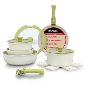 Bakken- Swiss 850053769511 15-piece Non-stick Cookware Set With Detachable Handles Granite Stac