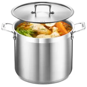 Bakstq12 Bakken- Swiss Stockpot 12 Quart Brushed Stainless Steel Heavy Duty Induction Pot With