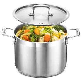 Bakstq8 Bakken- Swiss Stockpot 8 Quart Brushed Stainless Steel Heavy Duty Induction Pot With