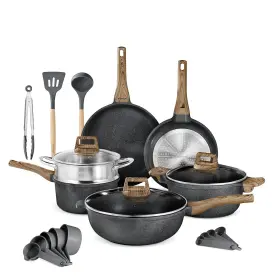Bkcas14marb Bakken- Swiss Bakken-swiss 14-piece Kitchen Cookware Set Granite Non-stick Eco-friendly