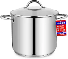 Bkssq20 Bakken- Swiss Deluxe 20-quart Stainless Steel Stockpot With Tempered Glass See-through Lid