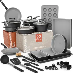 Bkcwl23b.5 Bakkenmaster Pots And Pans Set 22-piece Non Stick Cookware 22 Pieces Black Bkcwl23b.5 Bakkenmaster Pots And Pans Set 22-piece Non Stick Cookware 22 Pieces Black