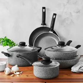 1020406 Ballarini 10pc Nonstick Cookware Set Induction Safe Metal Utensil And Dishwasher New