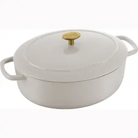 1023009 Ballarini Bellamonte Cast Iron 4.75- Quart Oval Dutch Oven - Crema White