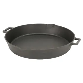 Bayou Classic 050904074393 7439 16-in Cast Iron Double-handled Skillet With Pour Spouts Features Large Loop