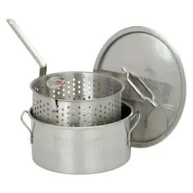 1101 Bayou Classic 882486722528 10 Quart Stainless Steel Fry Pot With Lid And Basketsilver
