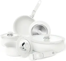 Bazova001 Bazova 654538588532 10-piece Ceramic Nonstick Cookware Set - Cool Scratch And Dent