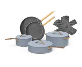19230 Beautiful 12pc Ceramic Non-stick Cookware Set Cornflower Blue