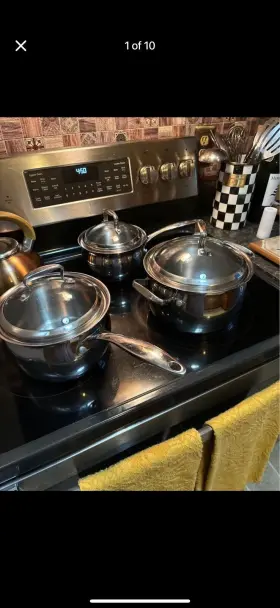 30789 Belgique Set Of 3 Stainless Steel Heavy Duty Stock Pots With Lids