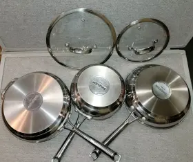 Hs10417 Belgique Stainless Steel Cookware Set Pan Skillet Pot Lids