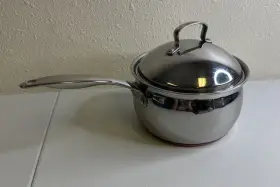 10979 Belgique Tools Of The Trade Stainless Steel 3 Quart Lid Copper Bottom Sauce Cooking Pan