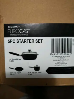 2211821 Berghoff Eurocast 5pc Nonstick Starter Cookware Set Black