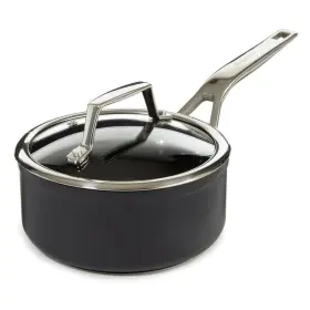 2224405 Berghoff Sauce Pan 1.3 Quart Hard Anodized Aluminum Nonstick Black With Glass Lid