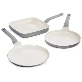 2224432 Berghoff Pot Pan Set 3-piece Aluminum Nonstick Soft Grip Handle In Moonmist