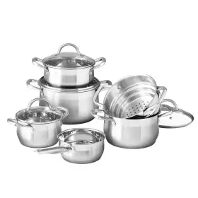Bgus10116sts Bergner Pot Pan Sets Nonstick Stainless Steel Cookware Set With Lid Durable 10-pcs