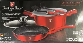 Bh-7042 Berlinger Haus 6-piece Cookware Set Metallic Line Burgundy Edition