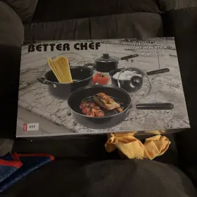 Better Chef 636555878773 7 Piece Deluxe Non-stick Cookware Set In Black