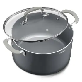 11494-6 Bezia 6 Quart Nonstick Stock Pot With Lid Ceramic Soup Qt Gray