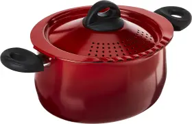 Bialetti 076753006705 5.5 Quart Pasta Pot With Strainer Lid Red Elongated Oval For Longer Sp