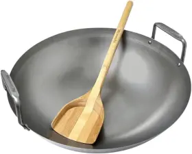 120779 Big Green Egg G Een Carbon Steel 18 Gauge Grilling Wok With Bamboo Spatula