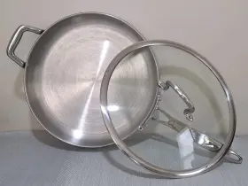 Q421 Biltmore 11 Inch Heavy Frying Pan Skillet W Lid Saute Stainless Steel Double Handle