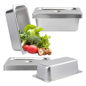 Biugaaufai 748743551419 6 Pack 1/3 Size Stainless Steel Steam Hotel Pan Lid 4 Inch Deep Anti-jam