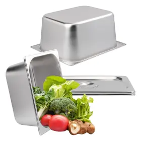 Biugaaufai 748743551426 2 Pack 1/2 Size Stainless Steel Steam Hotel Pan Lid 6 Inch Deep Anti-jam