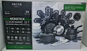 Bklyn Steel Co 840179277755 Co. Zodiac 24-pc. Nonstick Cookware Set-black